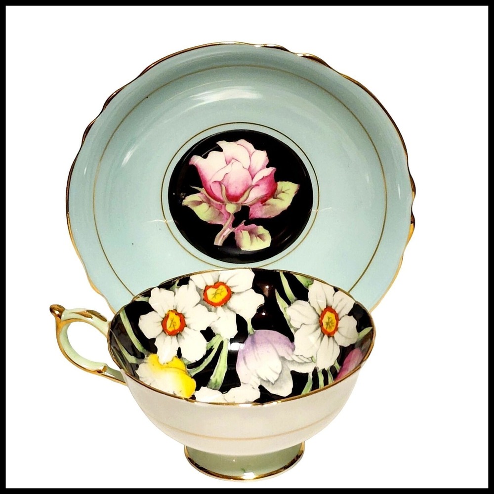 Vintage Paragon Double Warrant Cabbage Rose Gilt Teacup Saucer Bone China L068